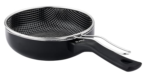 VIER - Poêle profonde friteuse à induction en aluminium antiadhésif Ø 24 cm, cap. 3,30 litres (111 oz), base induction adaptée à tous types de cuisinières, manche ergonomique isolant, bec verseur. – Image 3