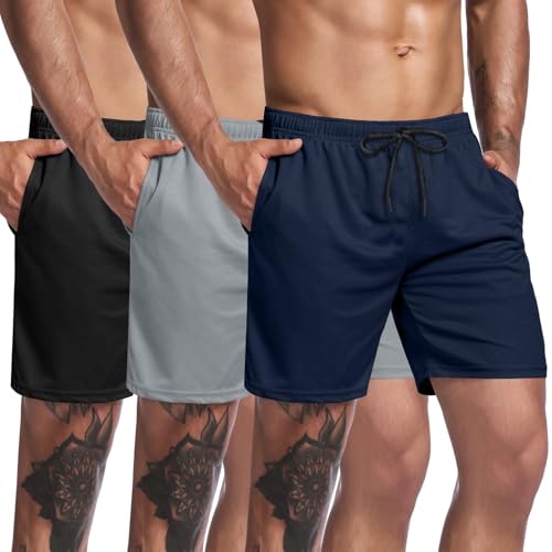 COOFANDY Men's 3 Pack Athletic Performance Shorts Quick Dry Gym Workout Active Mesh Shorts with Pockets