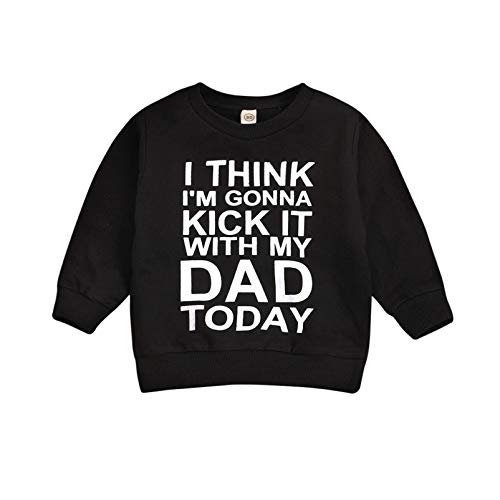 Gallity Toddlers Baby Boys Girls Sweater T-Shirt Long Sleeve Letter Print Sweatshirt Shirt Infant Newborn Casual Crewneck Pullover Tops Soft Winter Warm Clothes Outwear Kid Gifts (9-12Months, Black)