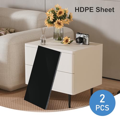 Image of 2 Pcs Black HDPE Plastic Sheet, 1 /2 inch Thick 6 inchx 12 inch,High Density Polyethylene Sheet Board Hard Solid HDPE Plastic Block Sheets for DIY Projects for Machining Home