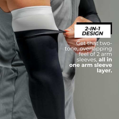 KUTFTBL Two-Tone Overlapping Arm Sleeves 2-in-1, Compression Support, Premium Moisture-Wicking Fabric, Non-Visible Branding2