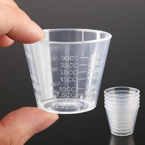 5 PCS 30ml/1oz Clear Plastic Measuring Cups Reusable Graduated Medicine Cups for Liquid Kitchen Baking Lab & Medication Dosing Tool