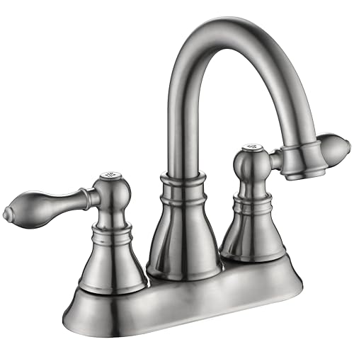 Derengge Two Handles Brushed Nickel Bathroom Faucet 3 Hole Sink Faucet with Overflow Pop up Drain...