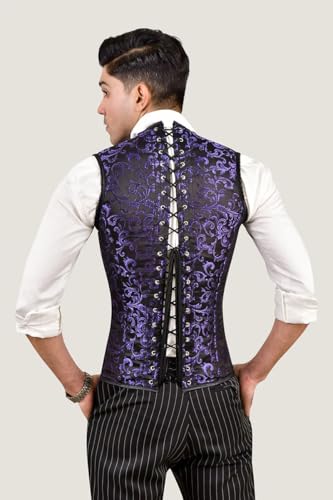 Men's Brocade Corset Vest – Waist Training Cincher with Steel Boning for Body Shaping and Posture Support3