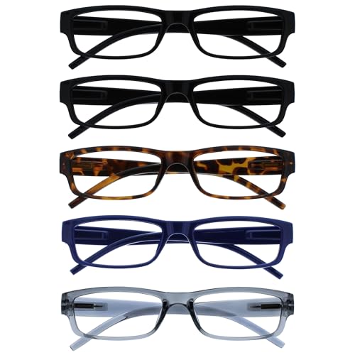 The Reading Glasses Company La Compañía Gafas De Lectura Valor Pack 5 Ligero Hombres Mujeres Negro Marrón Dark Azul Gris RRRRR32-11237 +1,50