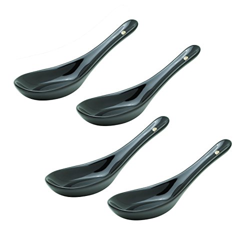 Helen Chen's Asian Kitchen Suppenlöffel Schwarze Keramik, 4er-Set 1 oz schwarz