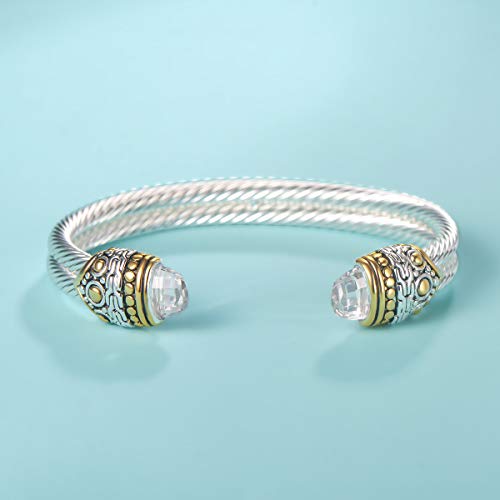 UNY Designer Inspired Jewelry Double Cable Wire Facet CZ Antique Bangle Elegant Beautiful2