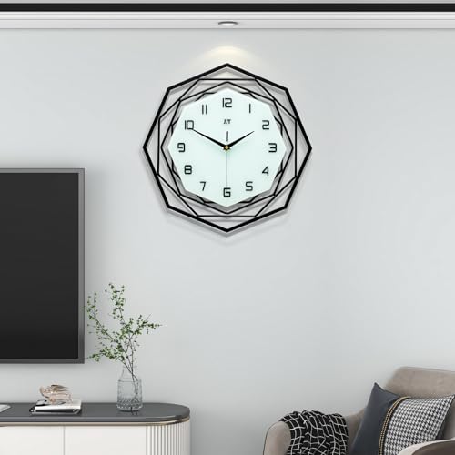 JUJUDA Large Wall Clock for Living Room Decor Modern Big Wall Clock for Kitchen Bedroom Home Decoration Extra Giant Black Clock Battery Operated for Dining Room Bathroom Office Decorative 18 Inch