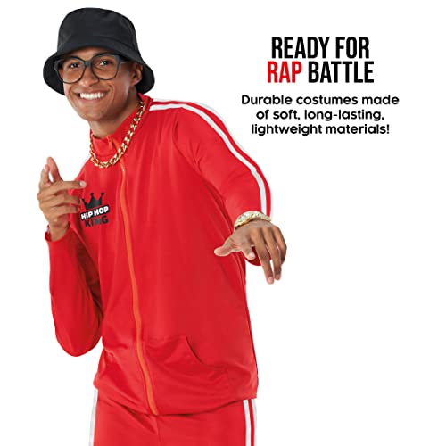 Morph Costumes Red Striped Rapper Hip Hop Costume Men 90s Fancy Dress ...