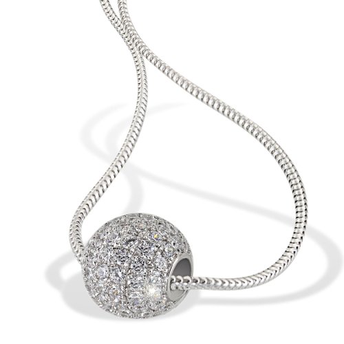 Goldmaid Damen-Halskette Pavee Kugel 925 Sterlingsilber 92 Zirkonia Kristalle Schmuck