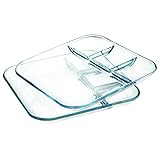 Servierteller, Glasteller, Snackplatten mit Fächern, Menüteller (Quadratisches -2er-Set)