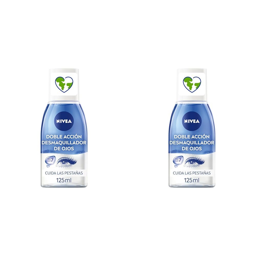 NIVEA Desmaquillador de Ojos Doble Acción (1 x 125 ml), líquido desmaquillante para el contorno de ojos sensible, limpieza facial rápida y suave (Paquete de 2)