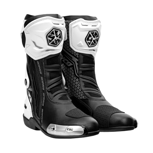 Scoyco CE Level 2 Racing Motorcycle Boots with TPU Shin Guard Ankle Support