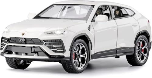 Image of Invite Enterprise Model Car Zinc Alloy Pull Back Toy Diecast Toy Cars with Openable Doors, Sound and Light for Kids Boy Girl Gift (1:24 Lamborghini Urus-White)