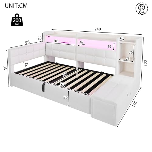 Sofá cama Idemon para falta de espacio con arcón y terciopelo suave 3
