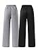 RoseSeek Boy's 2 Packs Sweatpants Elastic Waist Wide Leg Pants Casual Athletic Trousers Grey and Black 11Y