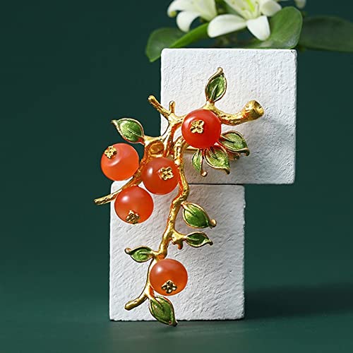 Damen-Brosche, Damenmode-Accessoires, Persimmon-förmige Brosche, Damen-High-End-Hochzeitsbankett-Party-Brosche, Schal-Knopf, Exquisite Broschen