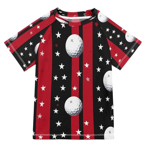 Boys Short Sleeve T-Shirts Star Golf Baseball Rashguard Kids Swim Shirts Sun UPF 50+