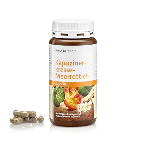 Sanct Bernhard Kapuzinerkresse Meerrettich Kapseln (180 Stück) Mit Senfölen aus Kapuzinerkresse & Meerrettich | Vitamin C hochdosiert aus Acerola | Zur Unterstützung einer normalen Immunfunktion