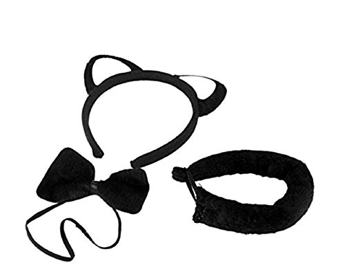 Legisdream Conjunto Diadema con Orejas y Cola Arco del Gato Negro de Accesorios vestidor Idea