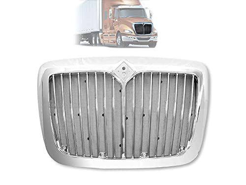 Chrome front Grille With Bug Screen for International Prostar 2008-2018 CHROME Grill With Bug Screen PLUS International Logo Emblem, 2x22