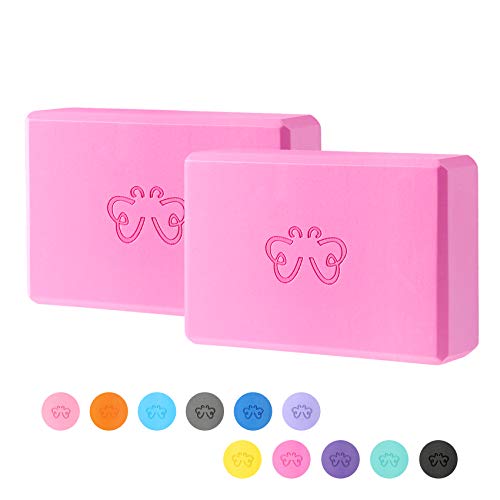 Yoga Blocks 2 Pack for Women Home Yoga Beginners Practices Class Studio Accessories,Pilates, Meditation,High Density EVA Non-Slip Surface Soft and Light (Rose Pink)