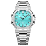 MATERIALI E PRESTAZIONI: Cinturino in acciaio inossidabile molto resistente Vetro zaffiro, design resistente all'acqua 10 bar Movimento automatico ST16 Soddisfa tutte le tue esigenze di orologio
