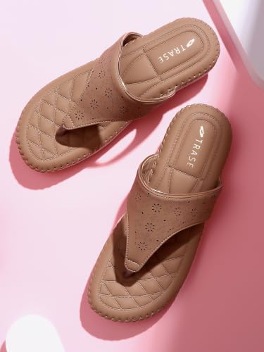 Image of TRASE Orthopedic Footwear for Women | Flat Ortho Slippers for Women Stylish | Soft Sole Ladies Chappal Fancy Comfortable Casual Footwear with Laser Cut Design