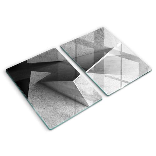 Plaque induction protection 2x40x52cm en verre pour cuisson effet béton - 2