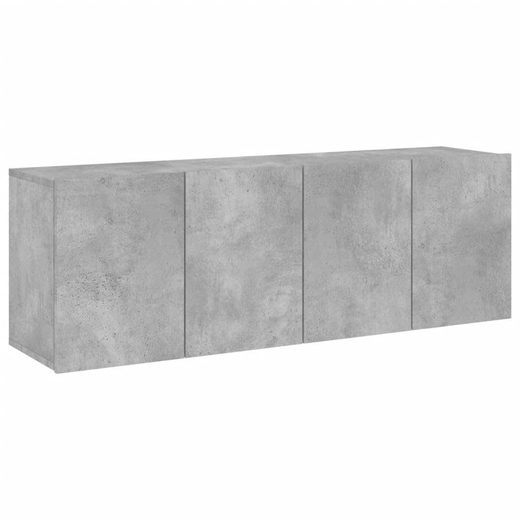 vidaXL Wall Mounted TV Cabinets in Concrete Grey - Modern Media Storage Units Made of Engineered Wood for Living Room - 60x30x41cm - Pack of 2
