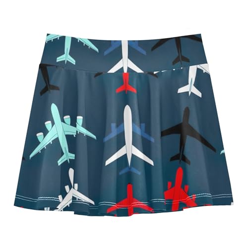 Purple Athletic Shorts for Girls Skorts Tennis Skirts Kids Pleated Skort Colorful Cartoon Airplanes 4t