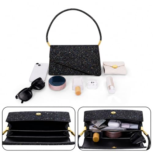 Image of Evening Bag Formal Clutch Purses for Women Lady Girl Glitter Handbags Asymmetrical Flap Shouder Bag for Wedding Party