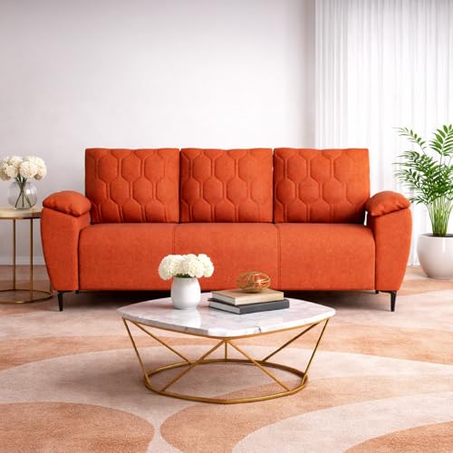 Image of Centuary Sleepables Modena Premium Sofa|Classy Quilted Suede Fabric Upholstery|Fiber-Filled Back Cushion|Wide Plush Fibrefilled Armrests|Ergonomic Lumbar Support |Walnut Brown|3 Years Warranty