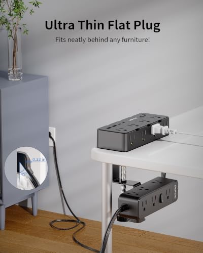 DEPOW Regleta de Escritorio con Abrazadera Doble Capa, 17 Tomas + 4 USB, Cable de 3.05 m, Negro miniatura 5