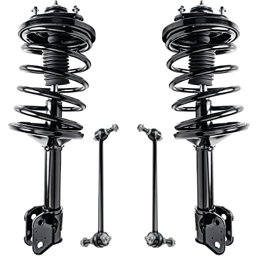 Detroit Axle – Front Strut w/Coil Spring Assembly + Stabilizer Sway Bar Links Replacement for 2003-2008 Honda Pilot – [2001-2002 Acura MDX] – 4pc Set