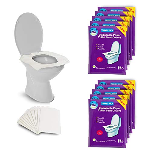 GoHygiene - Disposable Paper Toilet Seat Covers 8 Packs (80-Count) + 2 Free Packs (20-Count)!