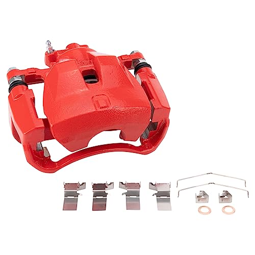 Image of TRQ Front Brake Caliper Set Painted Red Brackets Compatible with 2007-2012 Lexus ES350 2007-2011 Toyota Camry