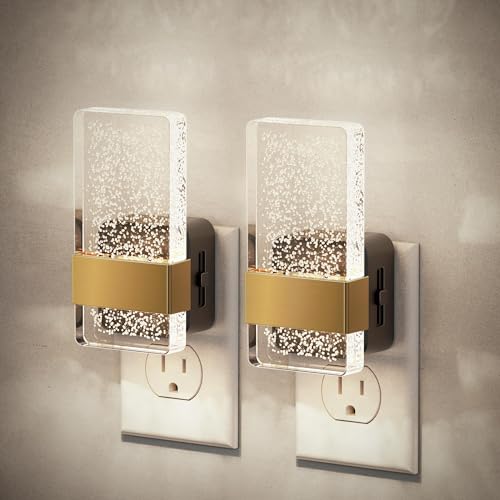 Image of JandCase Night Lights Plug into Wall, Dusk to Dawn Sensor, 5000K White LED, Acrylic Bubble Design, 0-100lm Adjustable Brightness, 2-Pack for Bedroom, Bathroom, Living Room, Hallway
