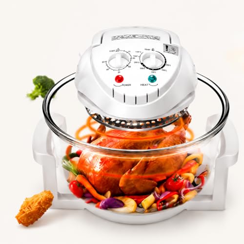 12L Convection Roaster Air Fryer Oven Turbo Electric Cooker Recipe 360° Heating,Infrared Convection, Halogen Oven Countertop, Cooking