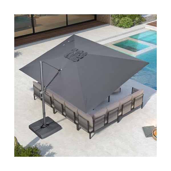 Purple leaf 10 x 13 rectangle patio umbrella outdoor large aluminum cantilever umbrella with 3 year fade resistance recycled fabric and 360 degree rotation for deck pool garden mist grey  urban country home decor