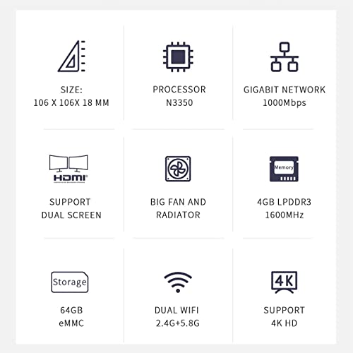 Beelink N3350 Processor (Up To 2.4Ghz), T4 Pro Mini Pc, 4Gb+64Gb Emmc Mini Desktop Computer, 2.4G+5.8G Wifi, Gigabit Ethernet, Bt 4.0, 4K@30Hz, Dual Hdmi #TOP1