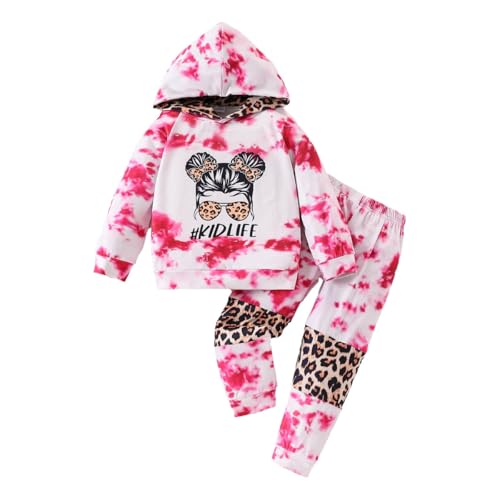 Image of Kid Toddler Girl Clothes - Tie Dye Hoodie Sweatshirt Girl Outfits Pullover Jogger Hooded Sweatpant Set