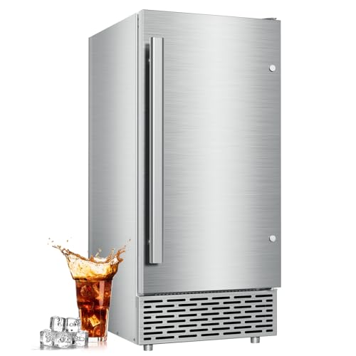 80LBS/24H chewable ice High Output - Commercial Nugget Ice Maker with 20LBS Storage Bin - Dual Water Inlet Mode, 15" Compact Undercounter/Freestanding Design - Self-Cleaning for Home Bars, O