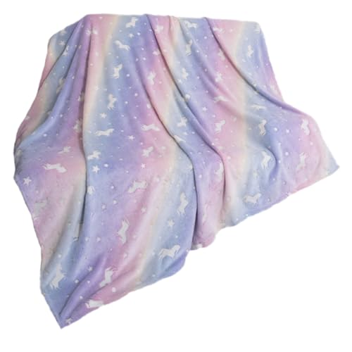 WOONEKY Manta de Unicornio Que la Oscuridad Cálida y Suave de Franela Manta Decorativa para Sofá y Guardería para Invierno y Uso Infantil