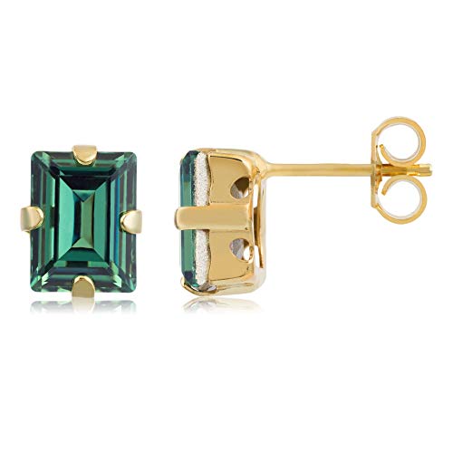 Preisvergleich Produktbild Córdoba Jewels Ohrringe aus 925er Sterlingsilber, vergoldet mit Swarovski-Kristallen, rechteckiges Design Smaragd Gold