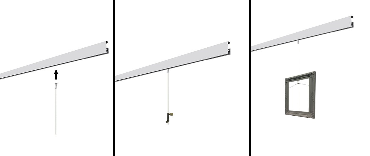 Clip-Rail White Gallery Picture Hanging System STAS cliprail Kit Clip Rail Wall Mounted (6 Meter)