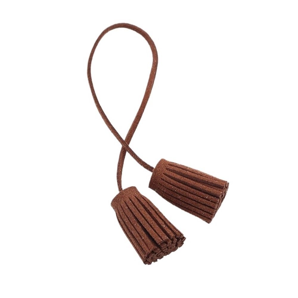 Handmade Tassel 2pcs Double Leather Tassels, Strip Cord with Tassel, Fringe Suede for Key Chains Pendant for DIY Craft(Coffee)
