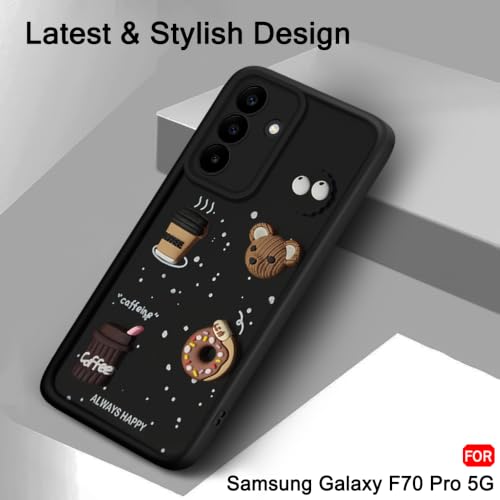 Image of TheGiftKart Back Cover Case for Samsung Galaxy F70 Pro 5G | Cute Fun Cartoon 3D Bear Coffee Case | Full Camera Protection | Shockproof Back Cover Case for Samsung Galaxy F70 Pro 5G (Silicone, Black)