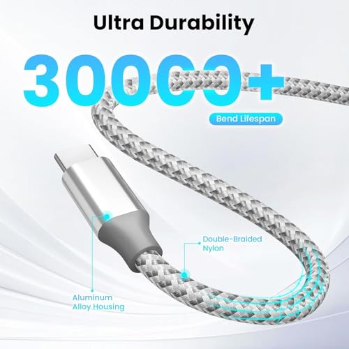 USB C Cable 3 Pack10 FT USB C to USB C Cable 60W Type C Charger Nylon Braided Compatible with iPhone 17/16 Pro/15 Pro/Plus/Max/iPad and More