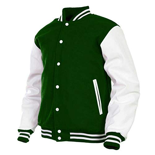Image of Deckra Boys Varsity Jacket Leather Arms Wool Polyester Quilted Kids /Children Varsity Jacket